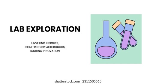 Lab Exploration Banner on White Background. Stylish Banner with Text and Icons for Healthcare and Medical