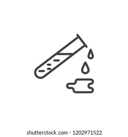 Lab flask with fluid outline icon. linear style sign for mobile concept and web design. Laboratory Test tube simple line vector icon. Symbol, logo illustration. Pixel perfect vector graphics