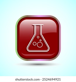 Lab Flask Icon Design Illustration, Chemical flask Icon For Apps and Websites, Red Color Square Button Design