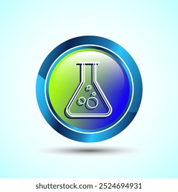 Lab Flask Icon Design Illustration, Chemische Flasche Icon für Apps und Websites, glänzend runde Knopf Design