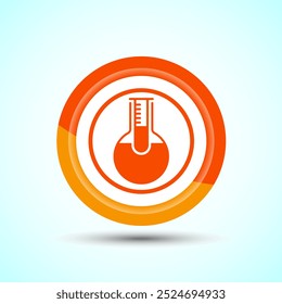 Lab Flask Icon Design Illustration, Chemical flask Icon For Apps and Websites, Orange Color Button Design
