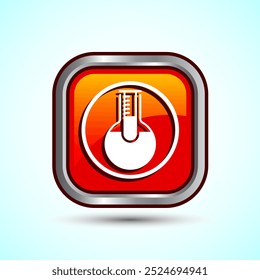 Lab Flask Icon Design Illustration, Chemical flask Icon For Apps and Websites, Orange Color Square Button Design