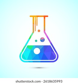 Lab flask icon design illustration, chemical flask icon sign symbol in low poly style