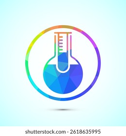 Lab flask icon design illustration, chemical flask icon sign symbol in low poly style