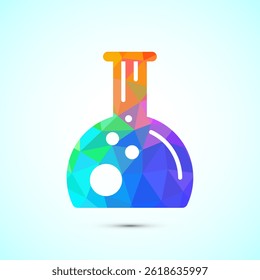 Lab flask icon design illustration, chemical flask icon sign symbol in low poly style