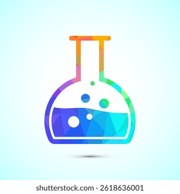 Lab flask icon design illustration, chemical flask icon sign symbol in low poly style