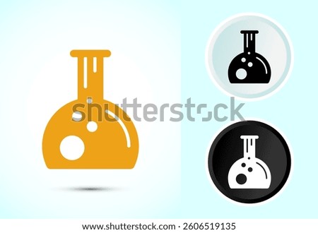 Lab flask icon design illustration, chemical flask icon for apps and websites, Color black and white