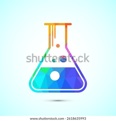 Lab flask icon design illustration, chemical flask icon sign symbol in low poly style