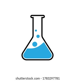 Lab flask icon . Laboratory glassware or beaker equipment isolated on white background. Experiment flasks. Trendy modern symbol. Logo template .Flat vector icon for science apps and websites.