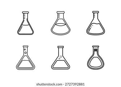 lab flask icon line art vector illustration isolated