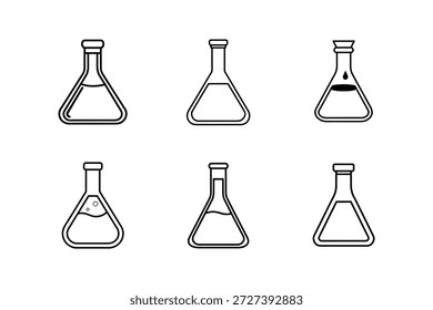 Ilustración vectorial de arte de línea de icono de frasco de laboratorio aislado