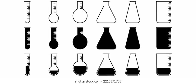 lab flask icon set isolated on white background