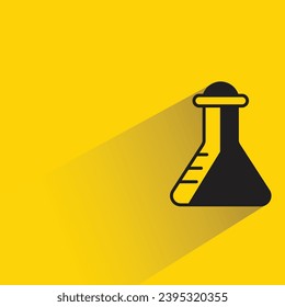 lab flask icon with shadow on yellow background