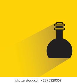 lab flask icon with shadow on yellow background