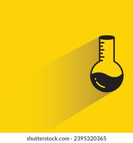 lab flask icon with shadow on yellow background