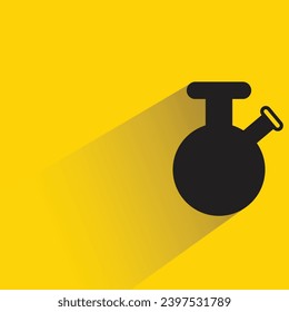 lab flask icon with shadow on yellow background