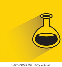 lab flask icon with shadow on yellow background