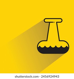 lab flask icon with shadow on yellow background
