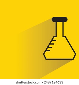 lab flask icon with shadow on yellow background