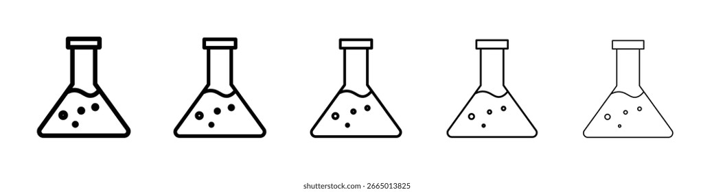 Concepto de símbolo de frasco de laboratorio para Diseño web. icono de Vector de línea simple. ilustración de logotipo.