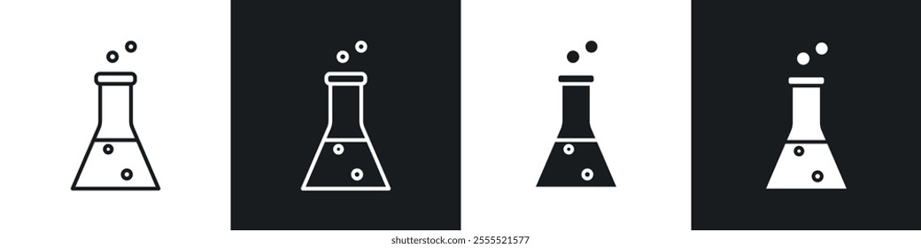 Lab flask icon vector collection in black and white.