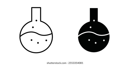 Lab flask icons in black filled and outlined style