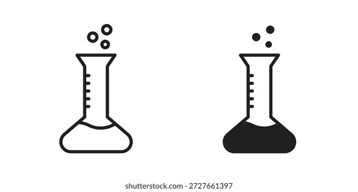 Lab flask icons collection. Thin linear and black flat icons