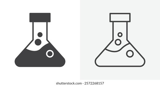 Lab flask icons. flat and line style set
