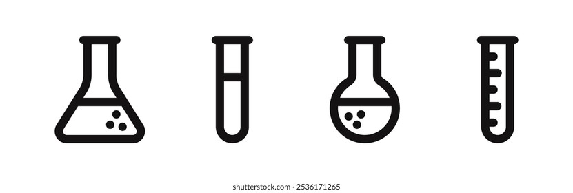 Lab flask icons set. Chemical flask, science, test tube, laboratory glass symbol. Vector illustration.