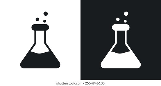 Lab flask icons in solid black and white colors