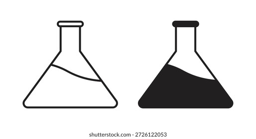 Símbolo de Vector de iconos de frasco de laboratorio con trazo editable y versiones planas