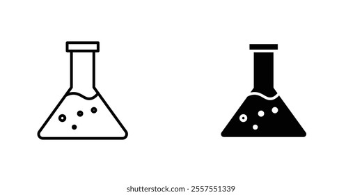 Lab flask outlined and solid icon vector collection.