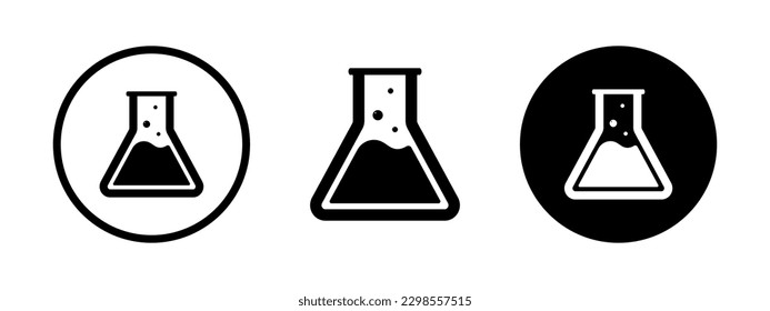 Lab flask set for chemistry design. Medical health symbol. Glass beaker illustration.