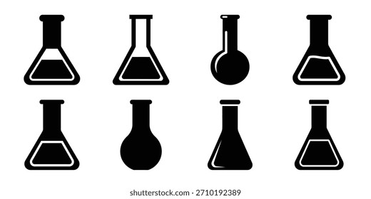 conjunto de ícone de silhueta de frasco de laboratório