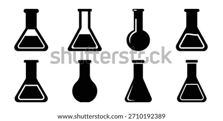 lab flask silhouette icon set