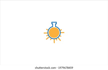 Lab Flask  with Sun Rays  icon Logo design 