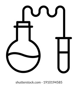 Lab flask with test tube denoting concept of chemical experiment icon