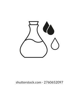 Lab flask Vector. Liquid drops set. Chemical bottle icon. Science glass outline. Manual vector only. No autotrace used. EPS 10.