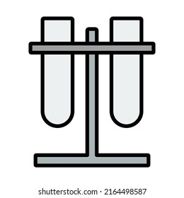 Lab Flasks Attached To Stand Icon. Editable Bold Outline With Color Fill Design. Vector Illustration.