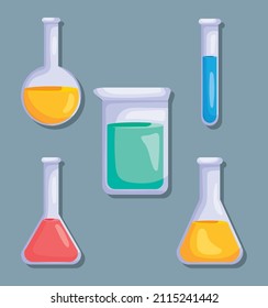 lab flasks icon set design