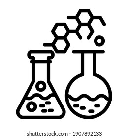      Lab Flasks With Reaction Denoting Concept Of Chemical Experiment Icon