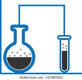
Lab flasks with reaction icon blue version 