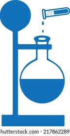 Lab flasks with reaction icon, chemistry icon vector