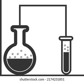 Lab flasks with reaction icon, experiment icon vector