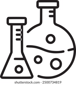 Lab flasks, representing science or laboratory work.  Lab flasks icon representing scientific research and laboratory experiments. EPS
