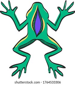 Lab frog icon in color drawing. School experiment biology lesson study