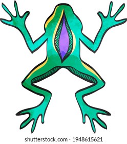 Lab Frog Symbol in Farbzeichnung. Biologiestudium für Schulexperimente