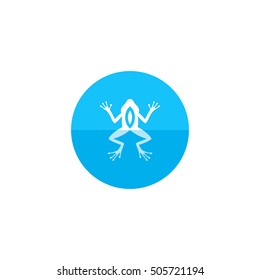 Lab frog icon in flat color circle style. School experiment biology lesson study