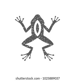 Lab frog icon in grunge texture. Vintage style vector illustration.
