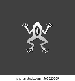 Lab frog icon in metallic grey color style. School experiment biology